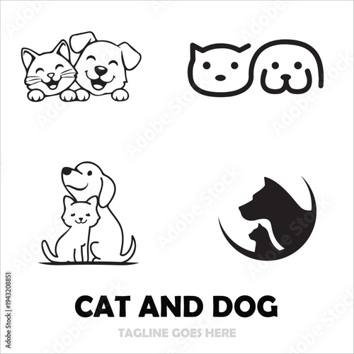 set of animal logo design template