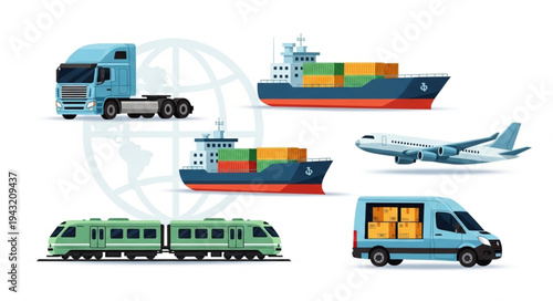 Global Logistics Transportation Modes Display.