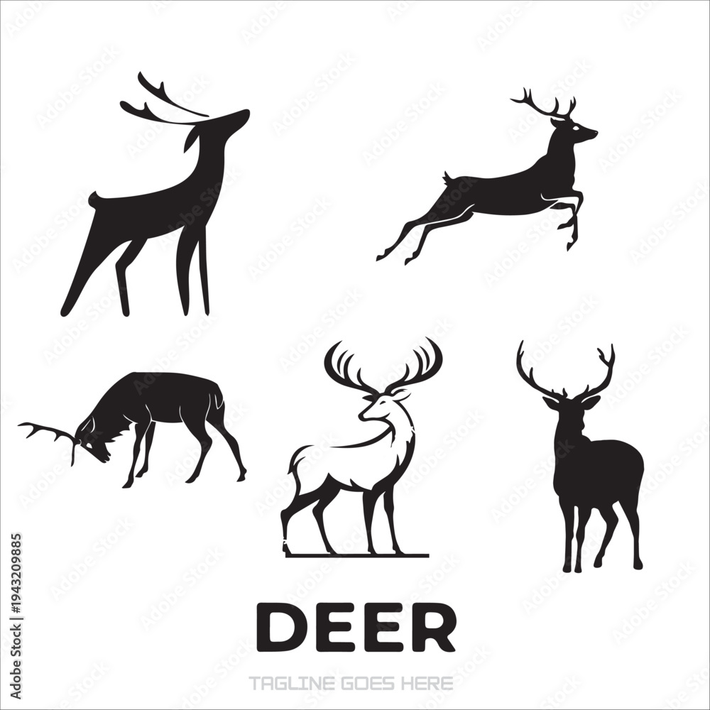 Fototapeta premium deer logo design template set collection