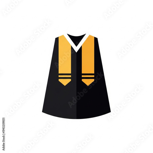 Black Graduation Gown with Gold Sash.