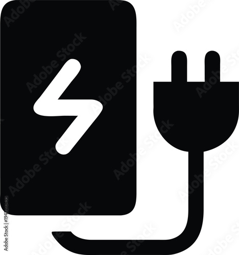 Solid Smartphone Charging and Power Plug Icon