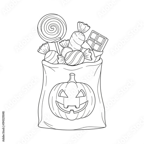 Halloween Candy Bag with Sweets Inside.