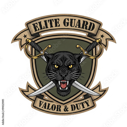 Black Panther Head Crest with Swords.