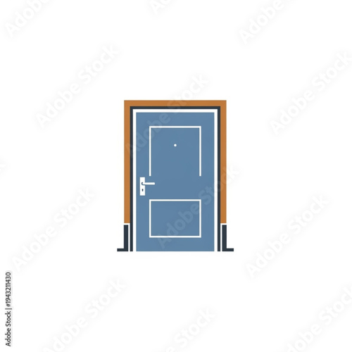 Blue Door with White Trim and Handle.