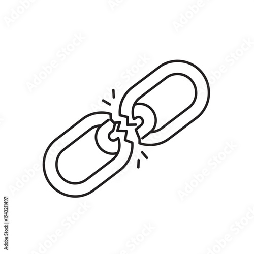 Broken Chain Link Illustration Simple Design.