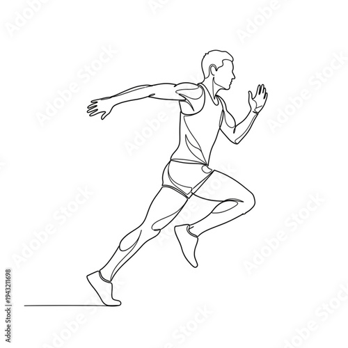 Man Running Illustration Black and White.
