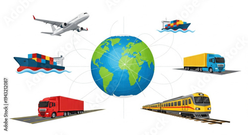 Global Transportation Modes Around World.