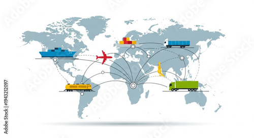 Global Transportation Network Map Illustration.
