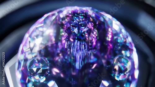 Abstract Glowing Orb with Vibrant Purple and Blue Hues, Futuristic Energy Core.