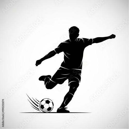 Man Kicking Soccer Ball Silhouette.