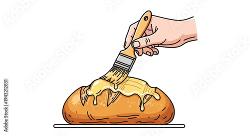 Hand Brushing Glaze on Pastry.