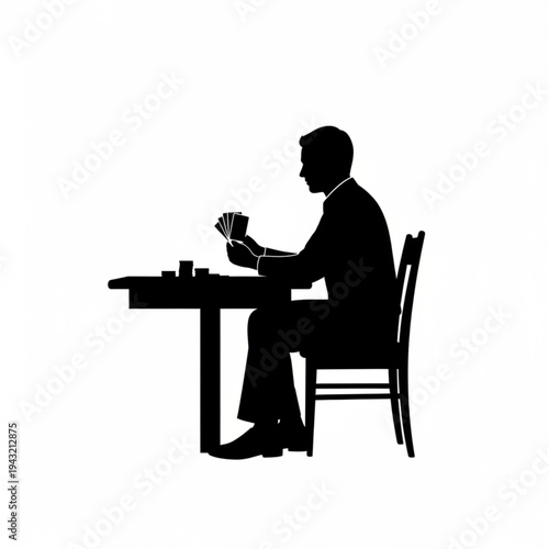Man Sitting at Table with Dice.