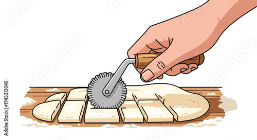 Hand Cutting Pizza Dough with Cutter.