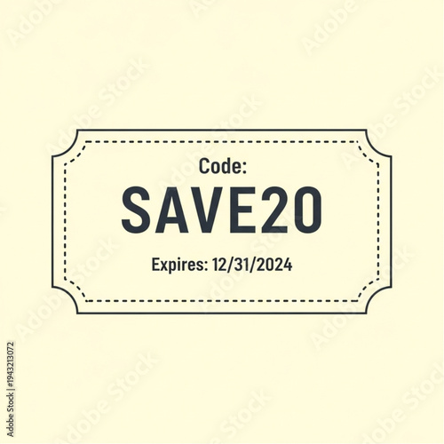 Discount Code SAVE20 Expiration Date Ticket.