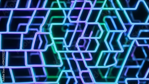 Abstract Neon Grid Pattern Loop Background.