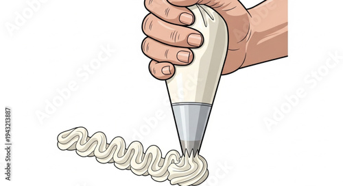 Hand Piping Whipped Cream Decorative Swirl.