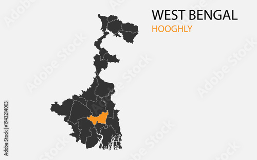 West Bengal png map with districts, Indian state West Bengal district map, West Bengal Hooghly
