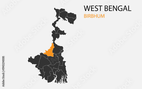 West Bengal png map with districts, Indian state West Bengal district map, West Bengal Birbhum