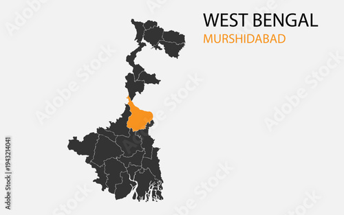West Bengal png map with districts, Indian state West Bengal district map, West Bengal Murshidabad
