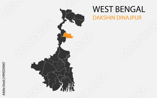 West Bengal png map with districts, Indian state West Bengal district map, West Bengal Dakshin Dinajpur