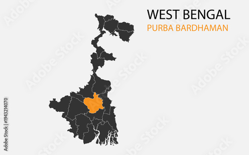West Bengal png map with districts, Indian state West Bengal district map, West Bengal Purba Bardhaman