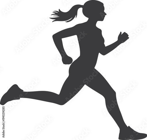 Running Woman Silhouette Female Runner Fitness Sport Vector Illustration