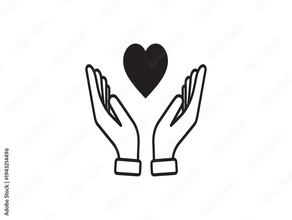 Obraz premium A pair of hands cradling a heart symbol