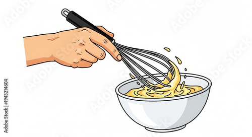 Hand Whisking Mixture in Bowl.