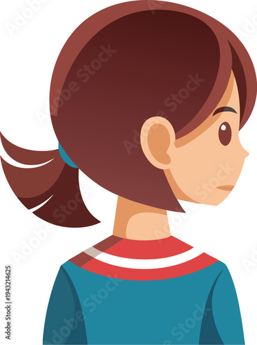 Vector illustration of a girl backside isolated on transparent background