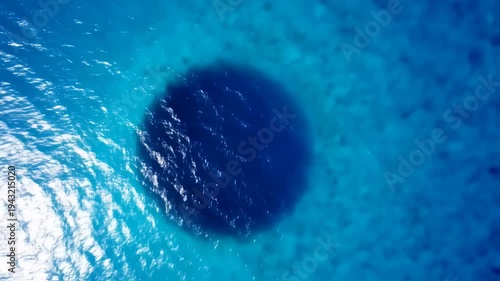 Aerial View of Deans Blue Hole, Long Island, Bahamas - Deepest Blue Hole.