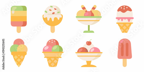 Colorful assortment of various ice cream treats and frozen desserts