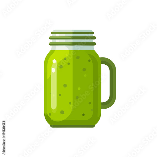 Simple flat 2D vector graphic of Green Juice, modern icon look, displayed on a pure white background.