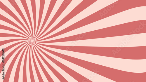 Bold sunburst pattern features swirling radial lines in a striking combination of dark red and light pink colors