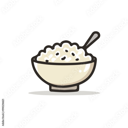 Simple flat 2D vector graphic of Rice Pudding, modern icon look, displayed on a pure white background.