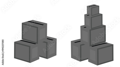 Stacked cardboard boxes vector illustration, shipping parcels for delivery, moving house, and warehouse storage concepts.