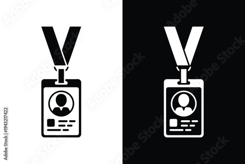 Employee id badge lanyard symbol, Professional identity vector illustration