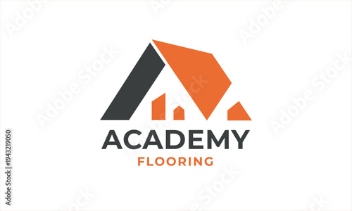Academy flooring logo - abstract house and building shapes for interior design