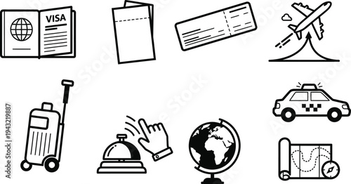 Travel icon bundle for seamless navigation and booking