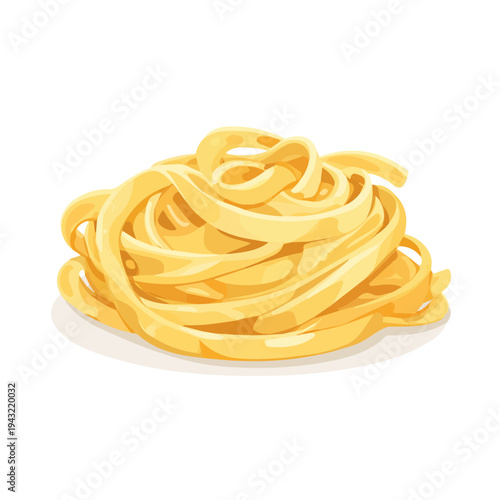 Fettuccine Alfredo illustrated in a clean 2D flat vector style, minimal and modern, isolated on a white background.