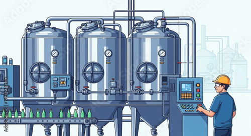 Industrial Brewery Production Line Worker.