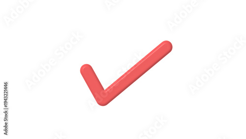 Red checkmark symbol success confirmation sign isolated on transparent background