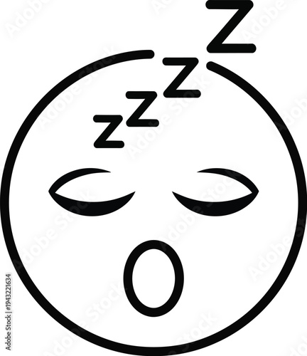 Sleepy face emoji with closed eyes and open mouth shows deep slumber indicated by three descending Z symbols above the head.