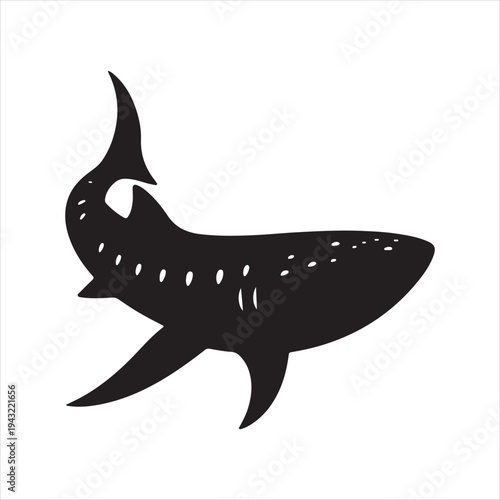  Whale shark abstract silhouette clip art logo design concept illustration idea