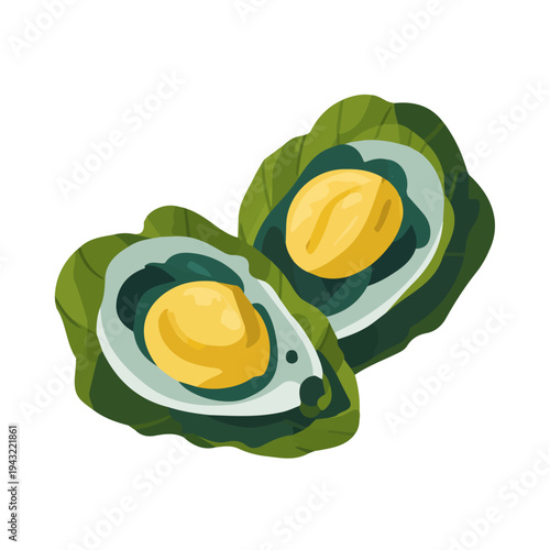 Foto Oysters Rockefeller in a clean 2D flat vector icon style, minimal and simple, set on a plain white background