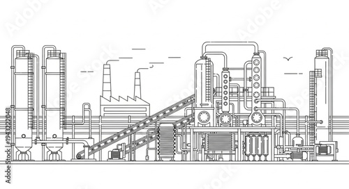 Industrial Factory Blueprint Architectural Drawing.