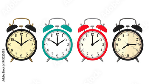 Alarm Clock Icon Set Analog Digital and Broken Clock Time Management Vector