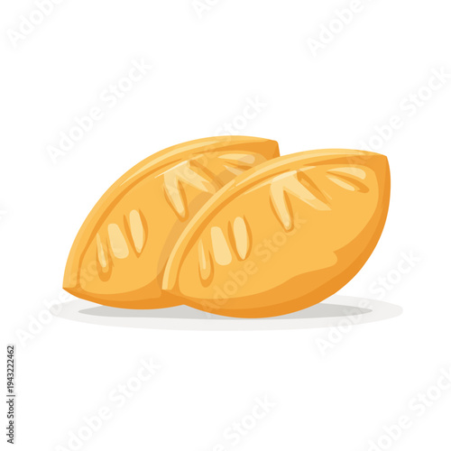 Pierogi, modern 2D flat vector illustration in icon style, isolated on pure white background.