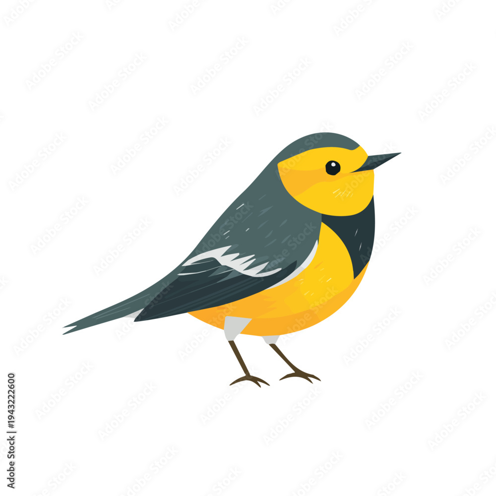Fototapeta premium Warbler illustrated in a clean 2D flat vector style, minimal and modern, isolated on a white background.