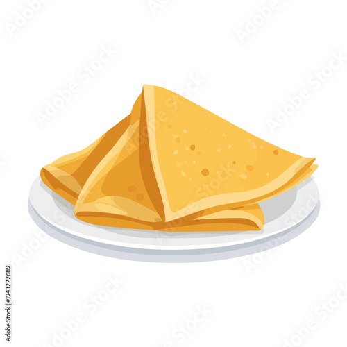 Crepes Suzette, modern 2D flat vector illustration in icon style, isolated on pure white background.