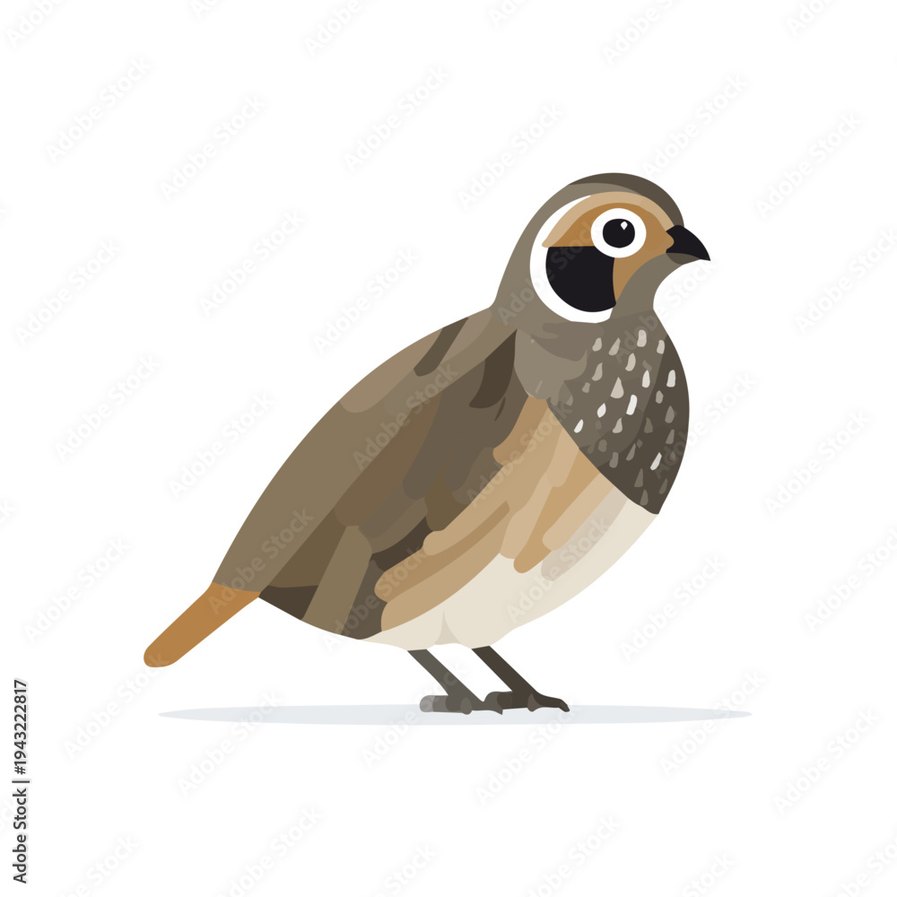 Fototapeta premium Quail illustrated in a clean 2D flat vector style, minimal and modern, isolated on a white background.